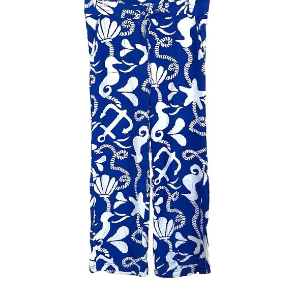 Lilly Pulitzer Pippa Pants Schooner Blue Dock Hopper Nautical Beach Coastal M - Picture 2 of 11